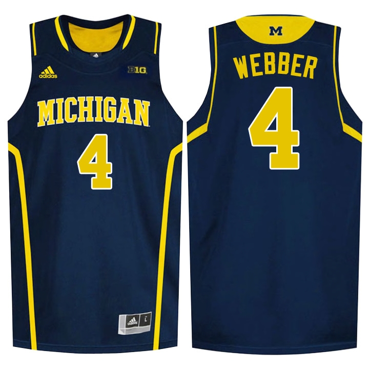 Michigan Wolverines Men's NCAA Chris Webber #4 Navy Blue High-School NBA Player College Basketball Jersey DJX5849VY